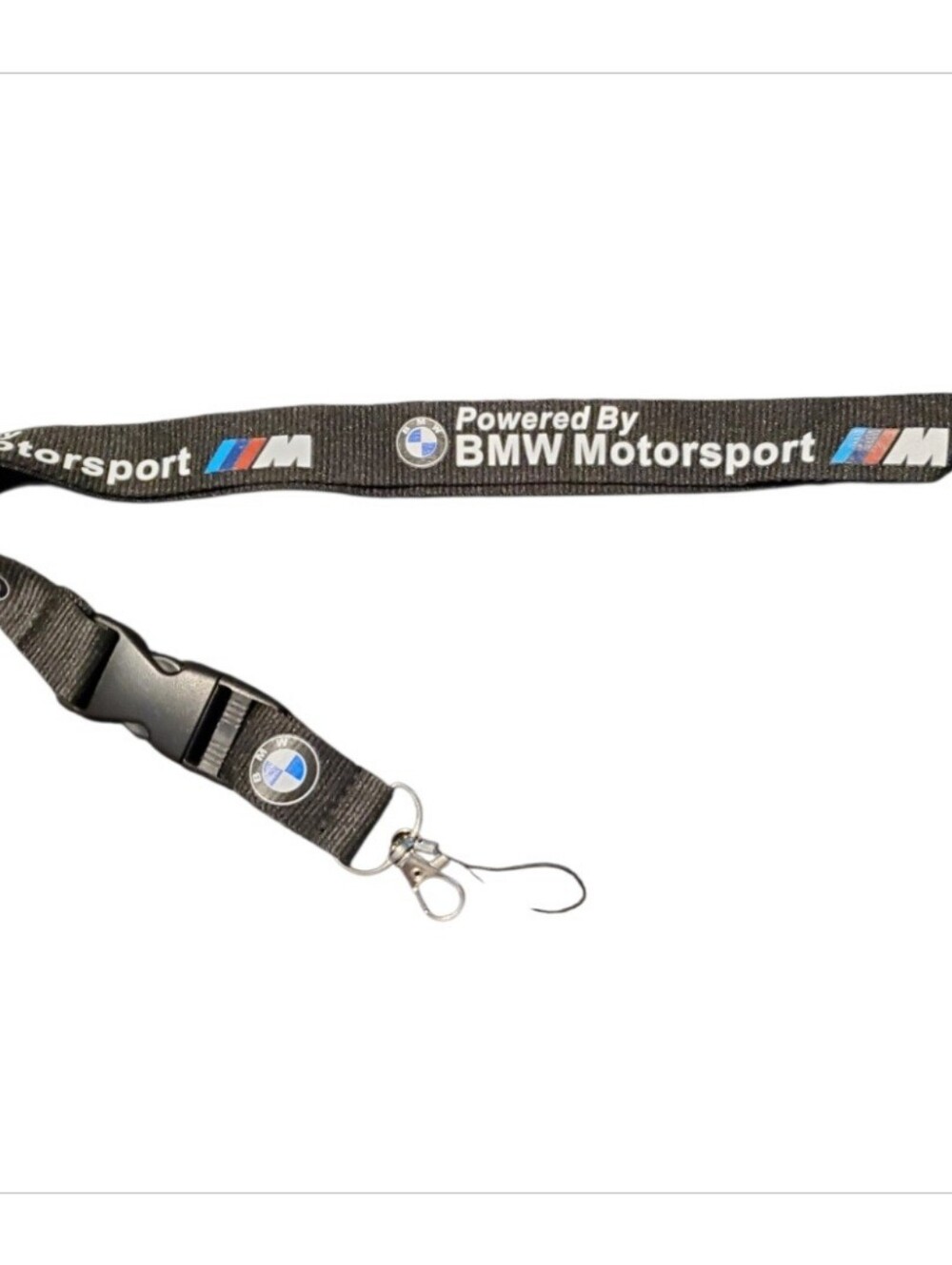 BMW Motorsport Neck Lanyard Keychain Black Logo Detachable 20" Badge Car Clip
